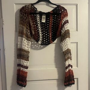 Free People Striped Crochet Shrug